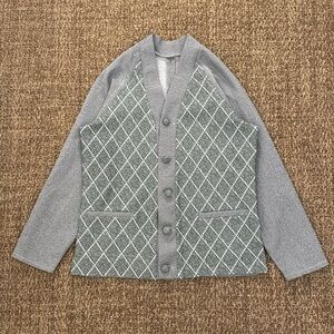 70s Diamond Checkered Cardigan